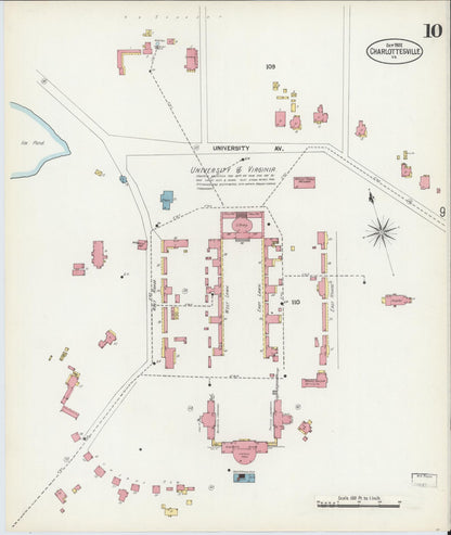 Sanborn Fire Insurance Map from Charlottesville, Independent Cities, Virginia (1902), Sheet #0010 - Complete Map Set gallery image, historic Sanborn map, vintage wall art, Virginia Virginia