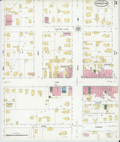Sanborn Fire Insurance Map from Farmington, Fulton County, Illinois (1909), Sheet #0003 - Complete Map Set gallery image, historic Sanborn map, vintage wall art, Illinois Illinois