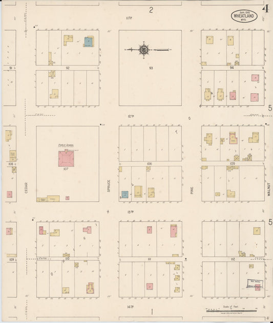 Sanborn Fire Insurance Map from Wheatland, Platte County, Wyoming (1918), Sheet #0004 - Historic Sanborn Fire Insurance Map Print, vintage old map wall art, antique decor, genealogy gift, Wyoming Wyoming map