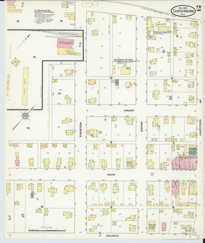 Sanborn Fire Insurance Map from Centerburg, Knox County, Ohio (1909), Sheet #0002 - Historic Sanborn Fire Insurance Map Print, vintage old map wall art, antique decor, genealogy gift, Ohio Ohio map