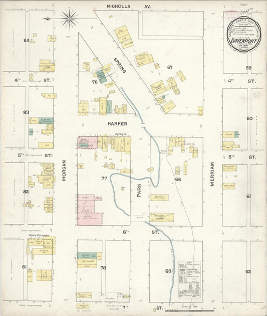 Sanborn Fire Insurance Map from Davenport, Lincoln County, Washington (1890), Sheet #0001 - Historic Sanborn Fire Insurance Map Print, vintage old map wall art, antique decor, genealogy gift, Washington Washington map