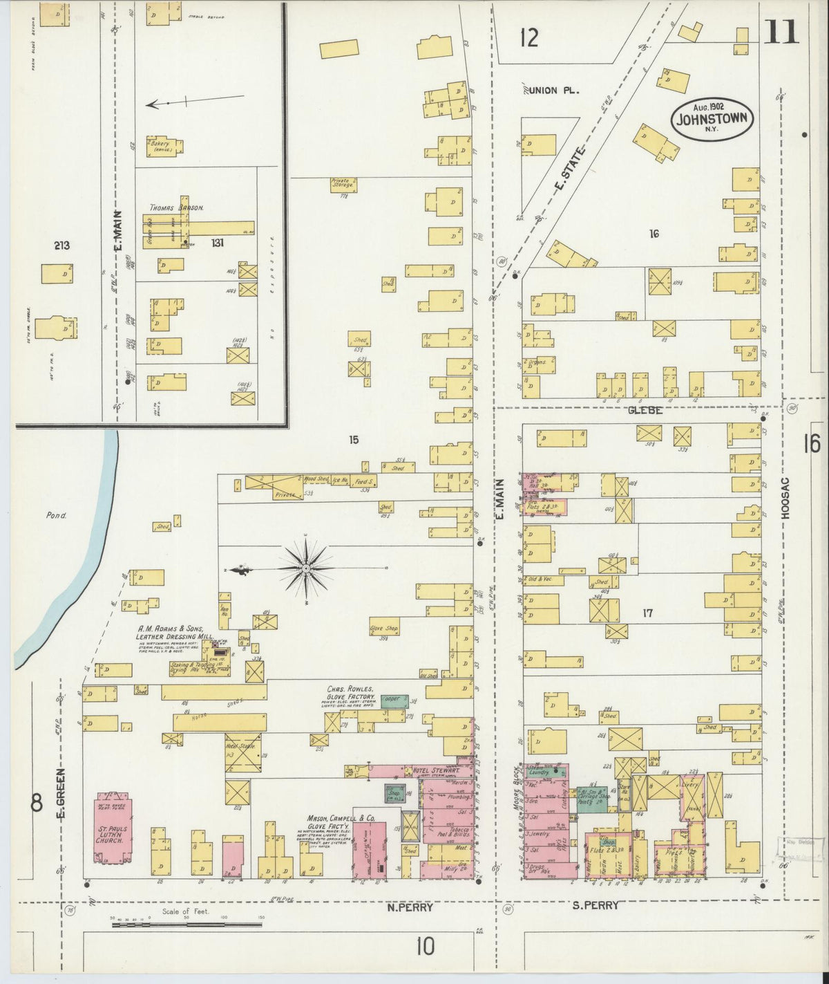 Sanborn Fire Insurance Map from Johnstown, Fulton County, New York (1902), Sheet #0011 - Complete Map Set gallery image, historic Sanborn map, vintage wall art, New York New York