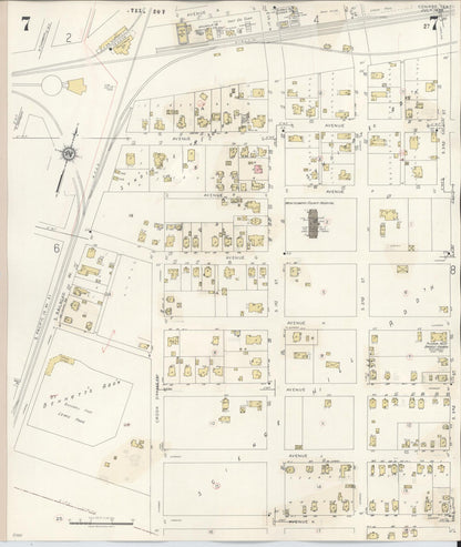 Sanborn Fire Insurance Map from Conroe, Montgomery County, Texas (1943), Sheet #0007 - Historic Sanborn Fire Insurance Map Print, vintage old map wall art, antique decor, genealogy gift, Texas Texas map