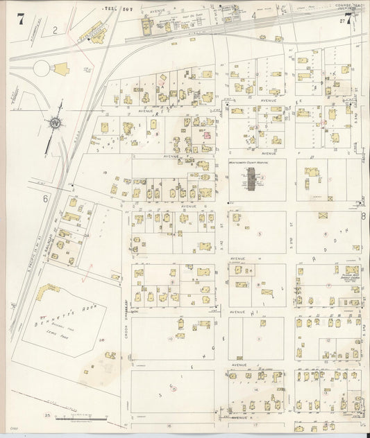 Sanborn Fire Insurance Map from Conroe, Montgomery County, Texas (1943), Sheet #0007 - Historic Sanborn Fire Insurance Map Print, vintage old map wall art, antique decor, genealogy gift, Texas Texas map