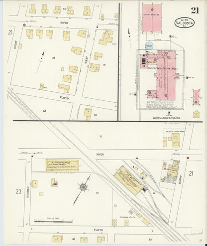 Sanborn Fire Insurance Map from Valdosta, Lowndes County, Georgia (1912), Sheet #0021 - Complete Map Set gallery image, historic Sanborn map, vintage wall art, Georgia Georgia