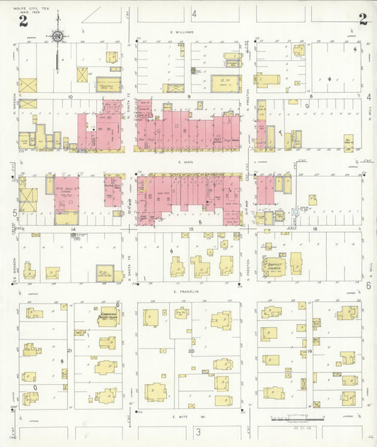 Sanborn Fire Insurance Map from Wolfe City, Hunt County, Texas (1934), Sheet #0002 - Historic Sanborn Fire Insurance Map Print, vintage old map wall art, antique decor, genealogy gift, Texas Texas map
