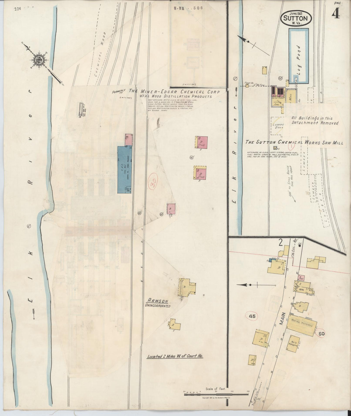 Sanborn Fire Insurance Map from Sutton, Braxton County, West Virginia (1941), Sheet #0004 - Historic Sanborn Fire Insurance Map Print, vintage old map wall art, antique decor, genealogy gift, West Virginia West Virginia map