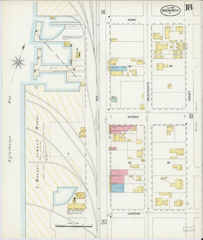 Sanborn Fire Insurance Map from Brunswick, Glynn County, Georgia (1898), Sheet #0018 - Complete Map Set gallery image, historic Sanborn map, vintage wall art, Georgia Georgia