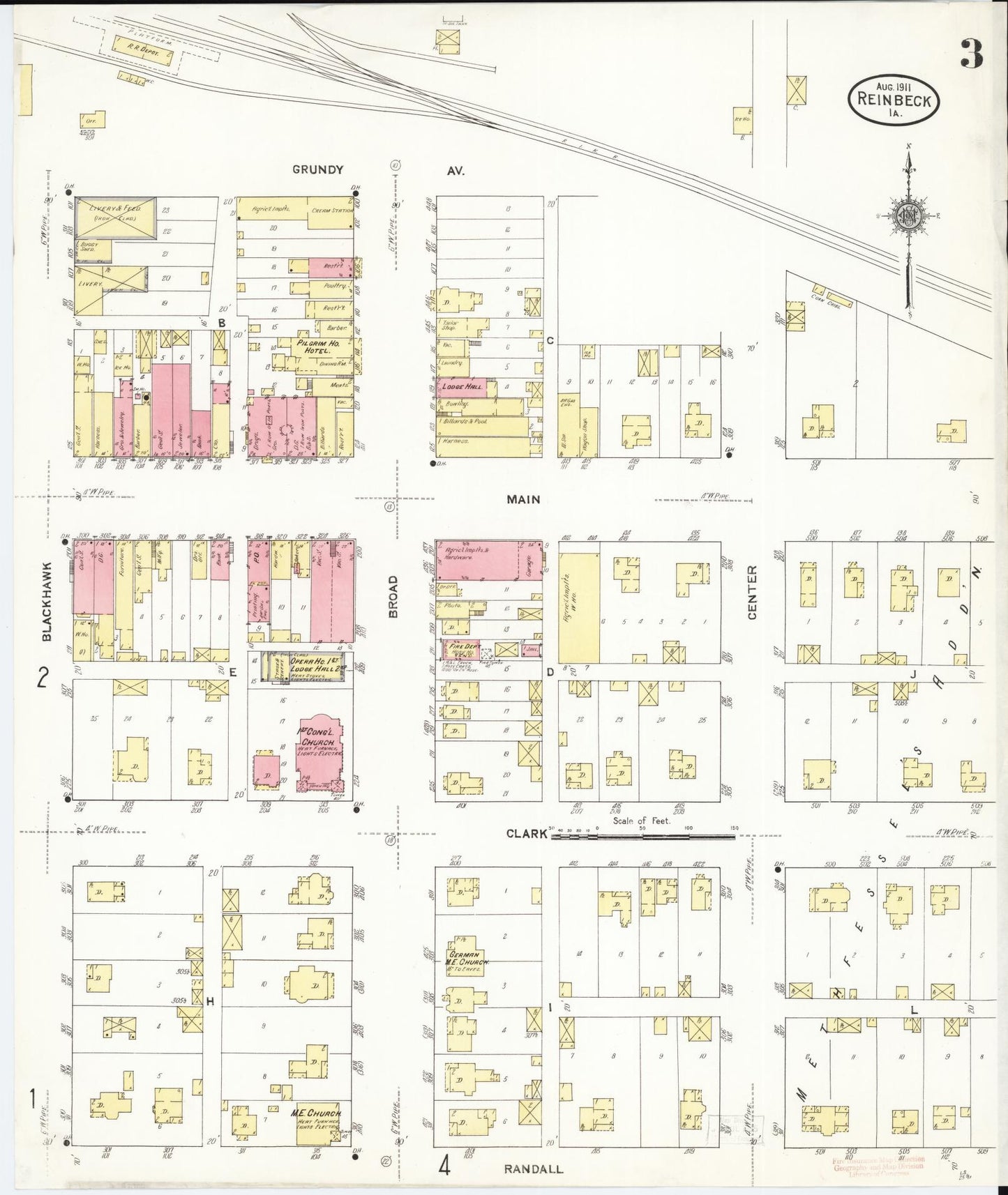 Sanborn Fire Insurance Map from Reinbeck, Grundy County, Iowa (1911), Sheet #0003 - Historic Sanborn Fire Insurance Map Print