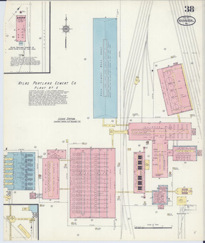 Sanborn Fire Insurance Map from Hannibal, Marion County, Missouri (1913), Sheet #0038 - Complete Map Set gallery image, historic Sanborn map, vintage wall art, Missouri Missouri
