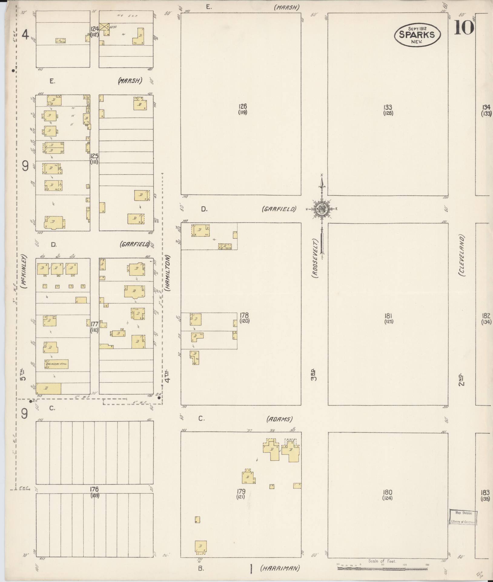 Sanborn Fire Insurance Map from Sparks, Washoe County, Nevada (1912), Sheet #0010 - Historic Sanborn Fire Insurance Map Print, vintage old map wall art, antique decor, genealogy gift, Nevada Nevada map