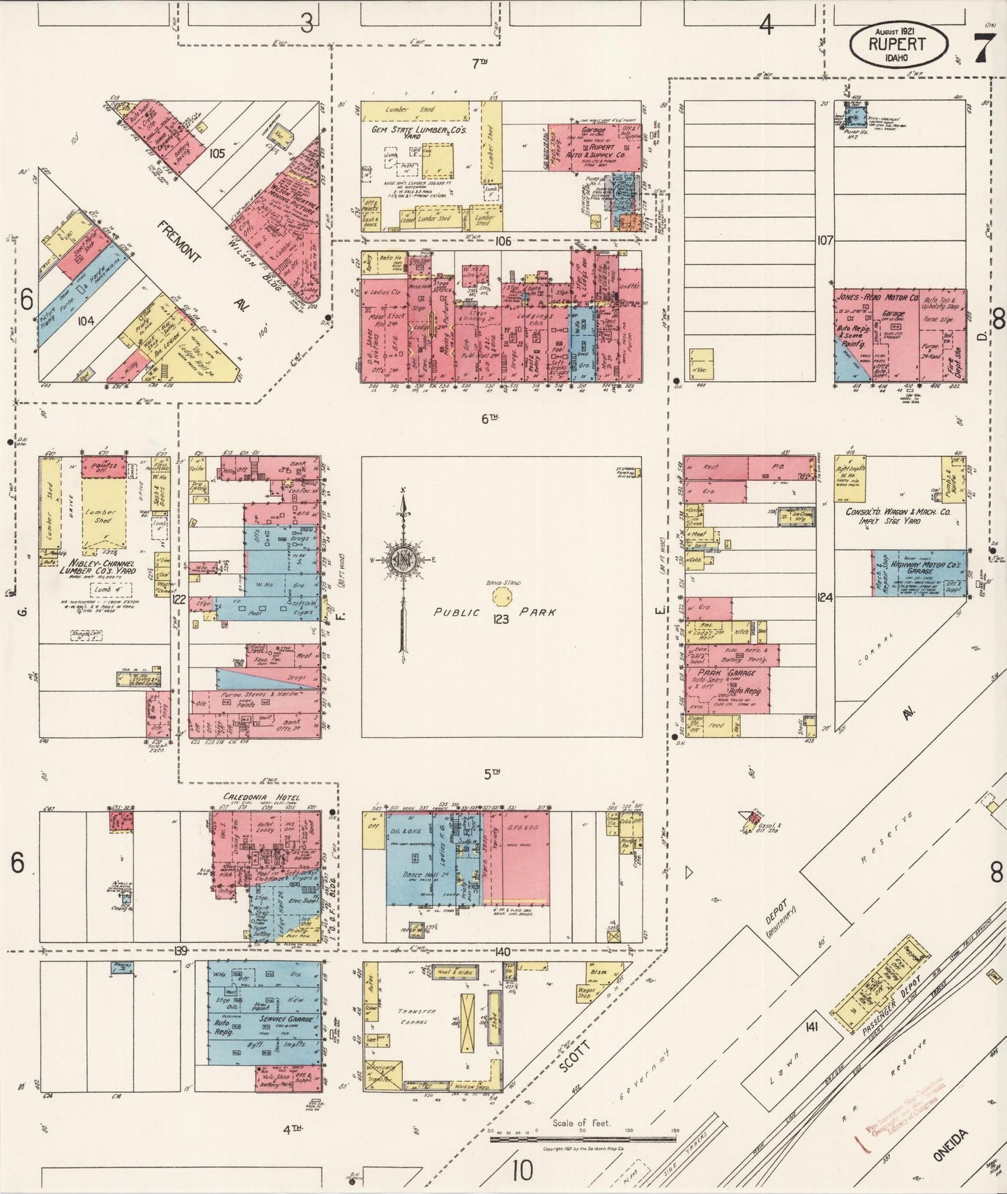 Sanborn Fire Insurance Map from Rupert, Minidoka County, Idaho (1921), Sheet #0007 - Complete Map Set gallery image, historic Sanborn map, vintage wall art, Idaho Idaho