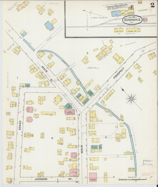 Sanborn Fire Insurance Map from Schoharie, Schoharie County, New York (1892), Sheet #0002 - Historic Sanborn Fire Insurance Map Print, vintage old map wall art, antique decor, genealogy gift, New York New York map