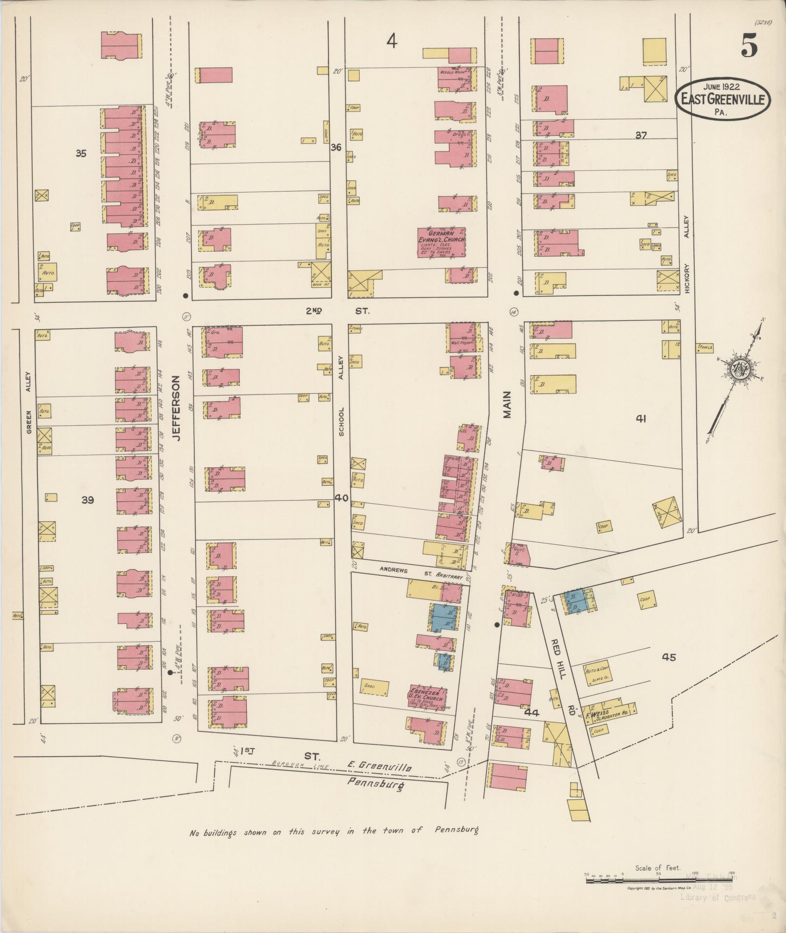 Sanborn Fire Insurance Map from East Greenville, Montgomery County, Pennsylvania (1922), Sheet #0005 - Historic Sanborn Fire Insurance Map Print, vintage old map wall art, antique decor, genealogy gift, Pennsylvania Pennsylvania map