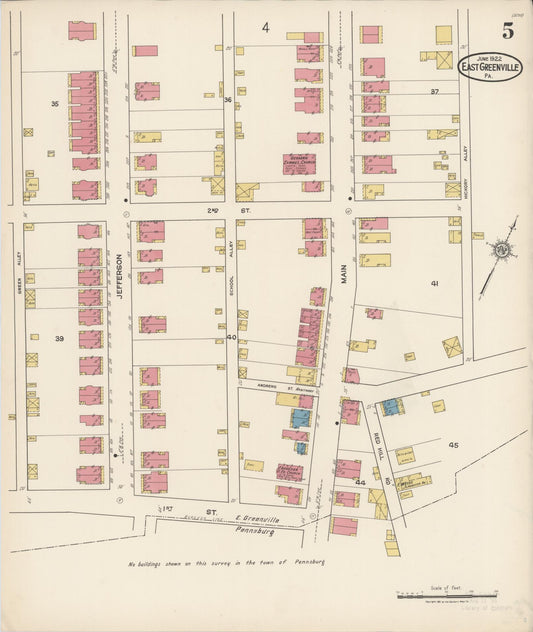 Sanborn Fire Insurance Map from East Greenville, Montgomery County, Pennsylvania (1922), Sheet #0005 - Historic Sanborn Fire Insurance Map Print, vintage old map wall art, antique decor, genealogy gift, Pennsylvania Pennsylvania map