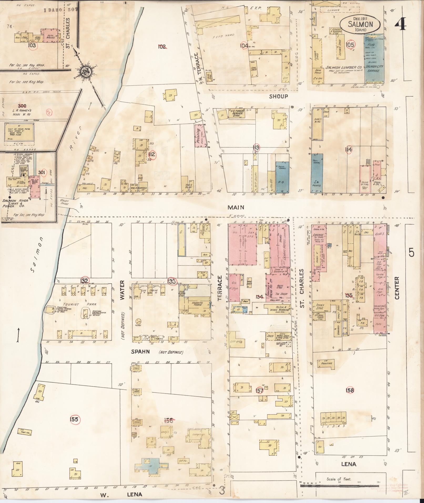 Sanborn Fire Insurance Map from Salmon City, Lemhi County, Idaho (1911), Sheet #0004 - Complete Map Set gallery image, historic Sanborn map, vintage wall art, Idaho Idaho