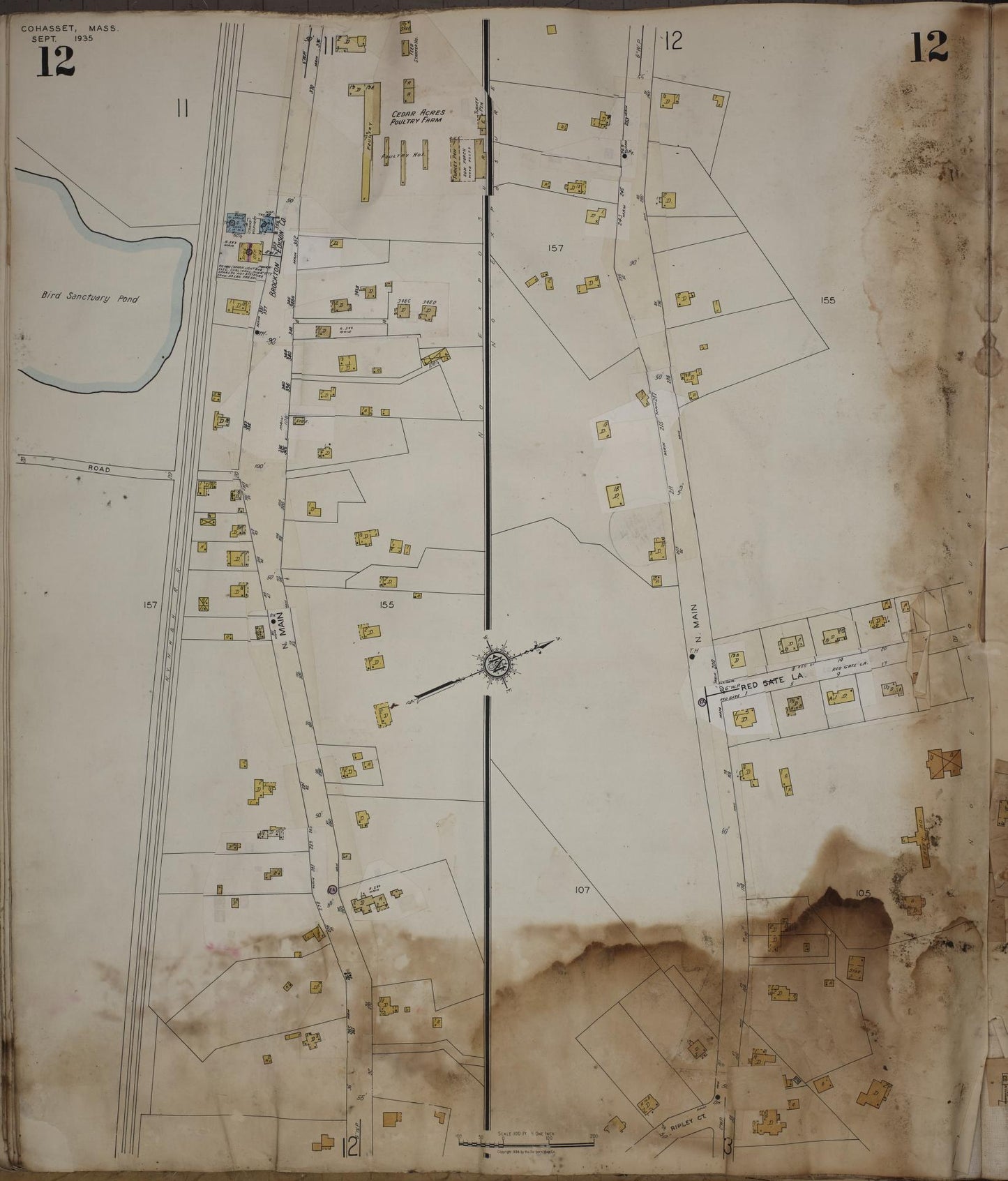 Sanborn Fire Insurance Map from Cohasset, Norfolk County, Massachusetts (1963), Sheet #0012 - Historic Sanborn Fire Insurance Map Print, vintage old map wall art, antique decor, genealogy gift, Massachusetts Massachusetts map