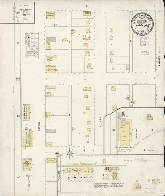 Sanborn Fire Insurance Map from Parlier, Fresno County, California. (1904) – Historic Sanborn Fire Insurance Map Print