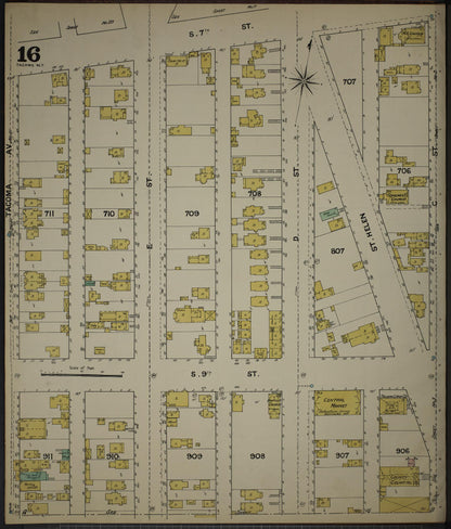 Sanborn Fire Insurance Map from Tacoma, Pierce County, Washington (1888), Sheet #0016 - Complete Map Set gallery image, historic Sanborn map, vintage wall art, Washington Washington