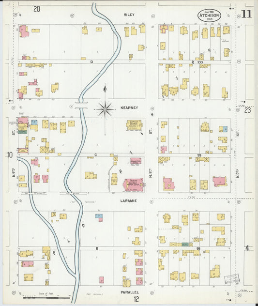 Sanborn Fire Insurance Map from Atchison, Atchison County, Kansas (1901), Sheet #0011 - Historic Sanborn Fire Insurance Map Print, vintage old map wall art, antique decor, genealogy gift, Kansas Kansas map