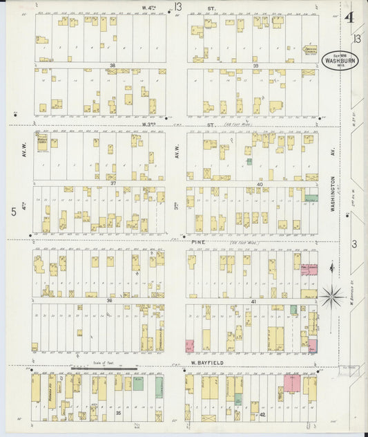 Sanborn Fire Insurance Map from Washburn, Bayfield County, Wisconsin (1898), Sheet #0004 - Historic Sanborn Fire Insurance Map Print, vintage old map wall art, antique decor, genealogy gift, Wisconsin Wisconsin map