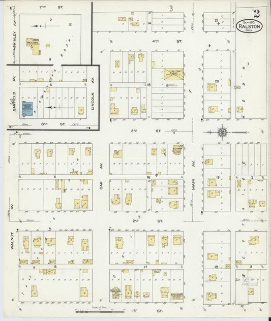 Sanborn Fire Insurance Map from Ralston, Pawnee County, Oklahoma (1915), Sheet #0002 - Historic Sanborn Fire Insurance Map Print, vintage old map wall art, antique decor, genealogy gift, Oklahoma Oklahoma map