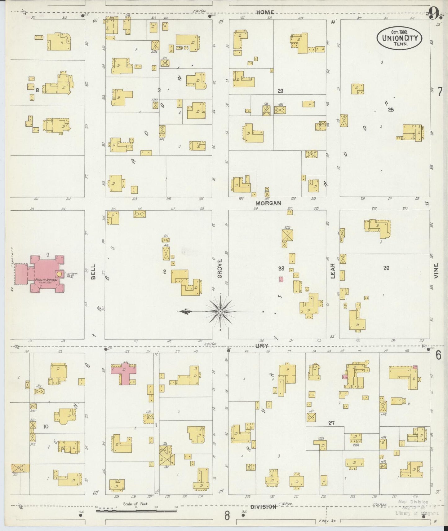 Sanborn Fire Insurance Map from Union City, Obion County, Tennessee (1902), Sheet #0009 - Complete Map Set gallery image, historic Sanborn map, vintage wall art, Tennessee Tennessee