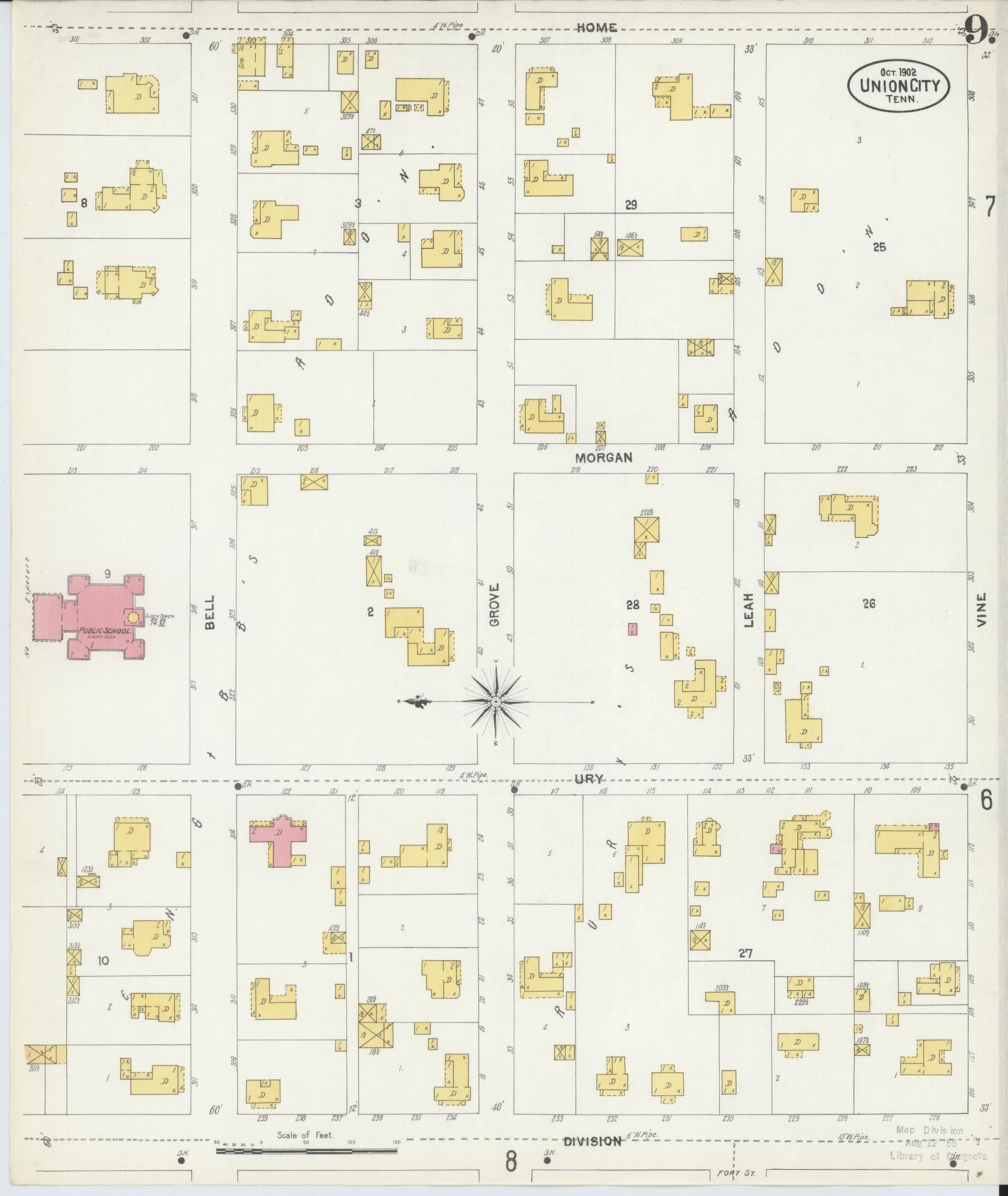 Sanborn Fire Insurance Map from Union City, Obion County, Tennessee (1902), Sheet #0009 - Complete Map Set gallery image, historic Sanborn map, vintage wall art, Tennessee Tennessee