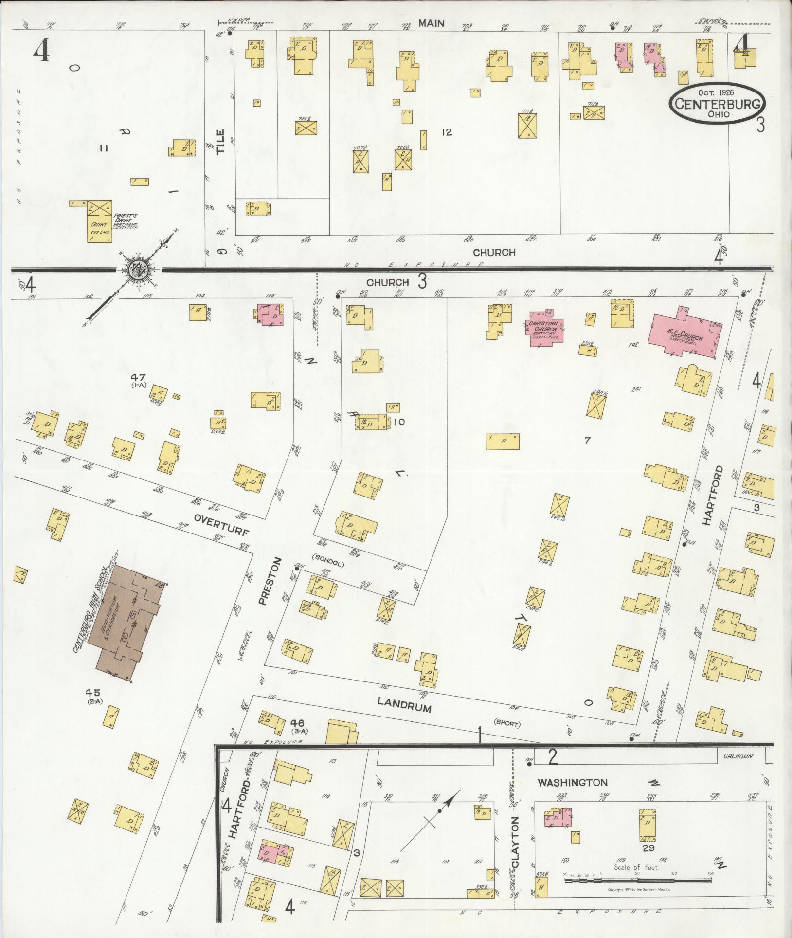 Sanborn Fire Insurance Map from Centerburg, Knox County, Ohio (1926), Sheet #0004 - Historic Sanborn Fire Insurance Map Print, vintage old map wall art, antique decor, genealogy gift, Ohio Ohio map