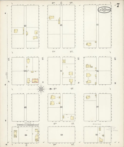 Sanborn Fire Insurance Map from La Grande, Union County, Oregon (1893), Sheet #0007 - Complete Map Set gallery image, historic Sanborn map, vintage wall art, Oregon Oregon