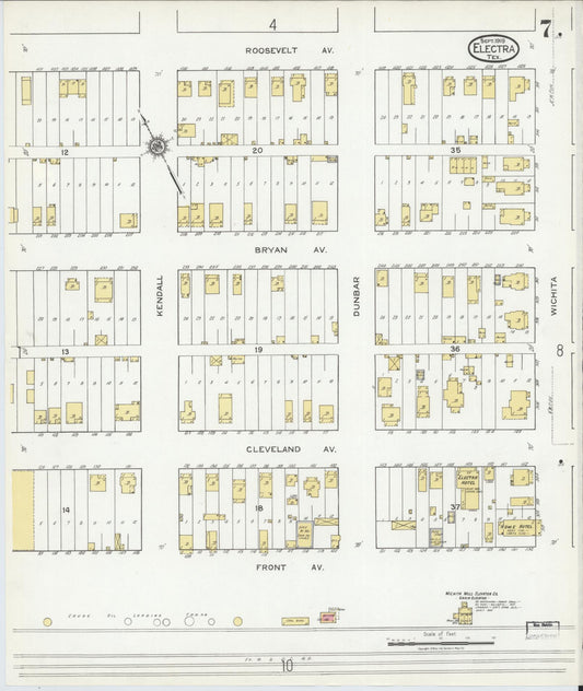 Sanborn Fire Insurance Map from Electra, Wichita County, Texas (1919), Sheet #0007 - Historic Sanborn Fire Insurance Map Print, vintage old map wall art, antique decor, genealogy gift, Texas Texas map