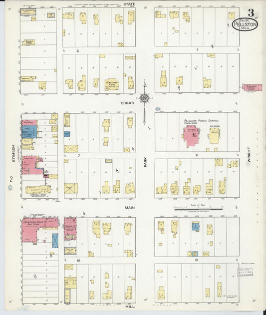 Sanborn Fire Insurance Map from Pellston, Emmet County, Michigan (1917), Sheet #0003 - Historic Sanborn Fire Insurance Map Print, vintage old map wall art, antique decor, genealogy gift, Michigan Michigan map