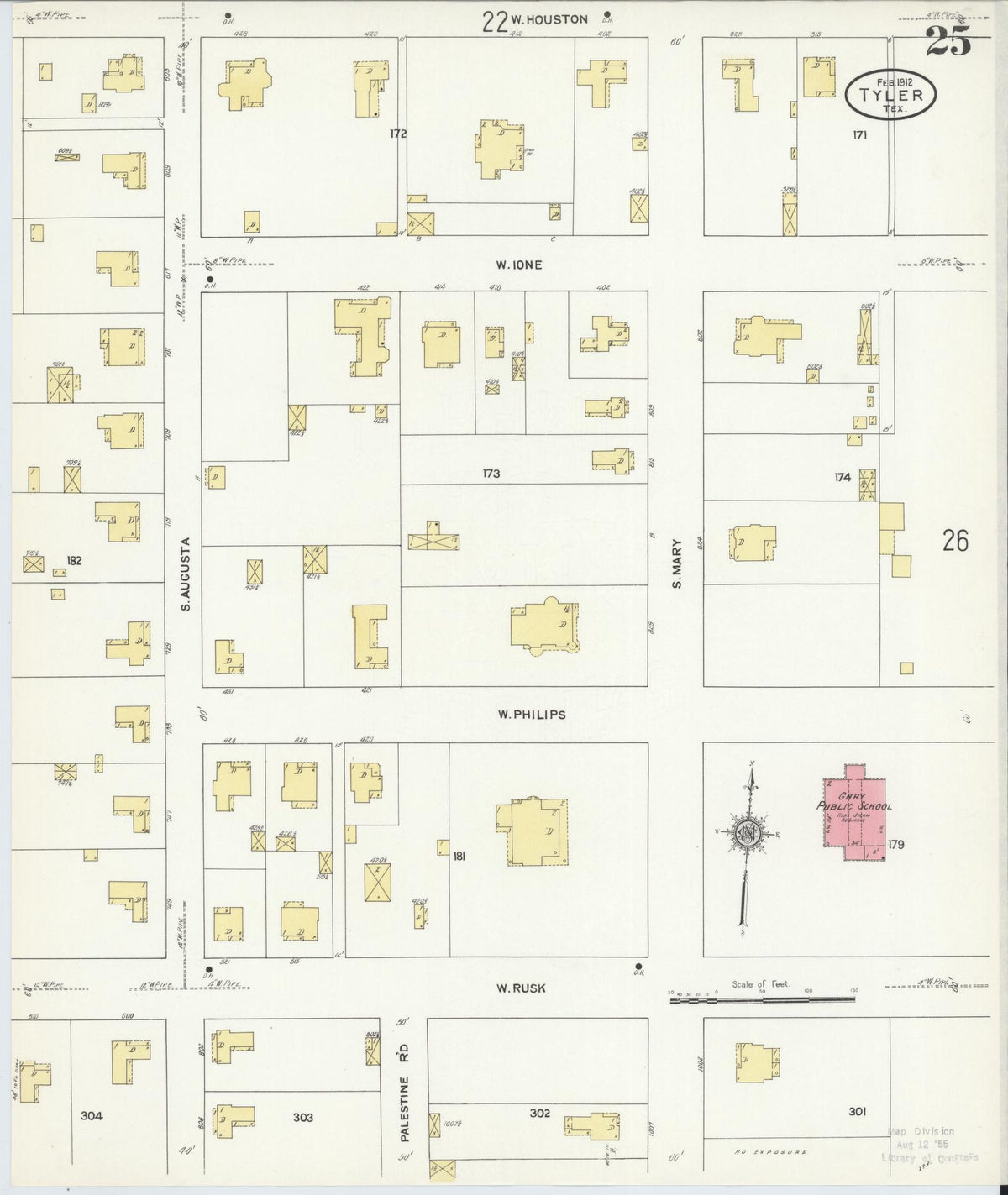 Sanborn Fire Insurance Map from Tyler, Smith County, Texas (1912), Sheet #0025 - Historic Sanborn Fire Insurance Map Print, vintage old map wall art, antique decor, genealogy gift, Texas Texas map