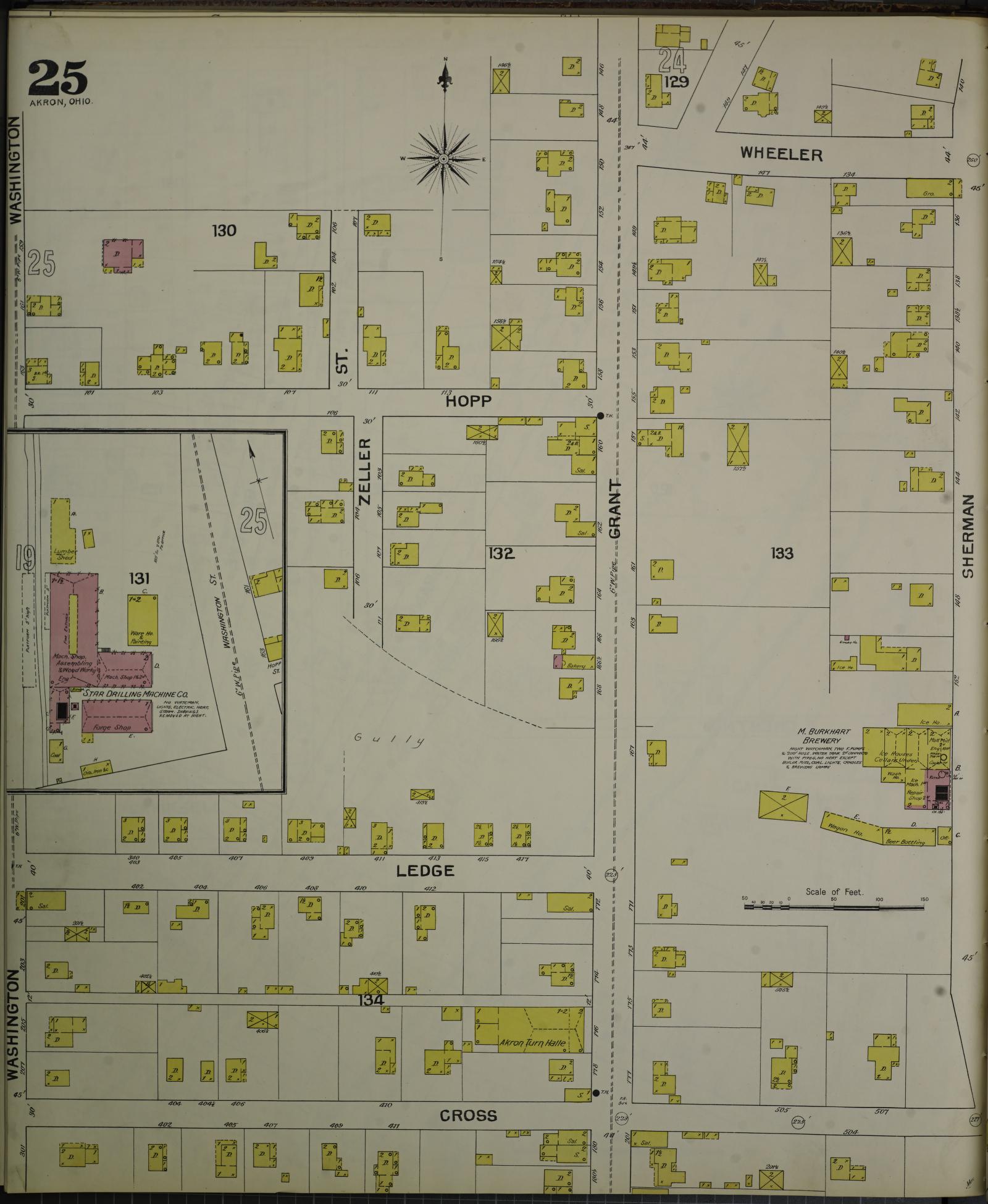 Sanborn Fire Insurance Map from Akron, Summit County, Ohio (1892), Sheet #0025 - Complete Map Set gallery image, historic Sanborn map, vintage wall art, Ohio Ohio