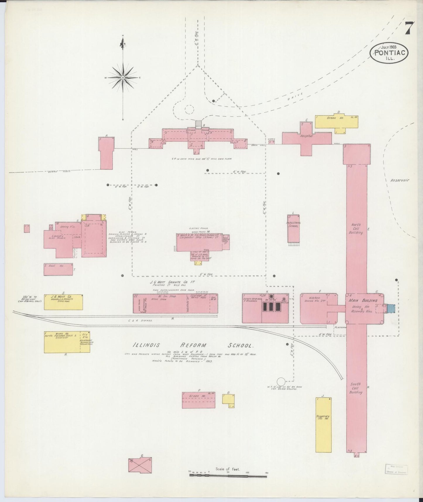 Sanborn Fire Insurance Map from Pontiac, Livingston County, Illinois (1903), Sheet #0007 - Complete Map Set gallery image, historic Sanborn map, vintage wall art, Illinois Illinois