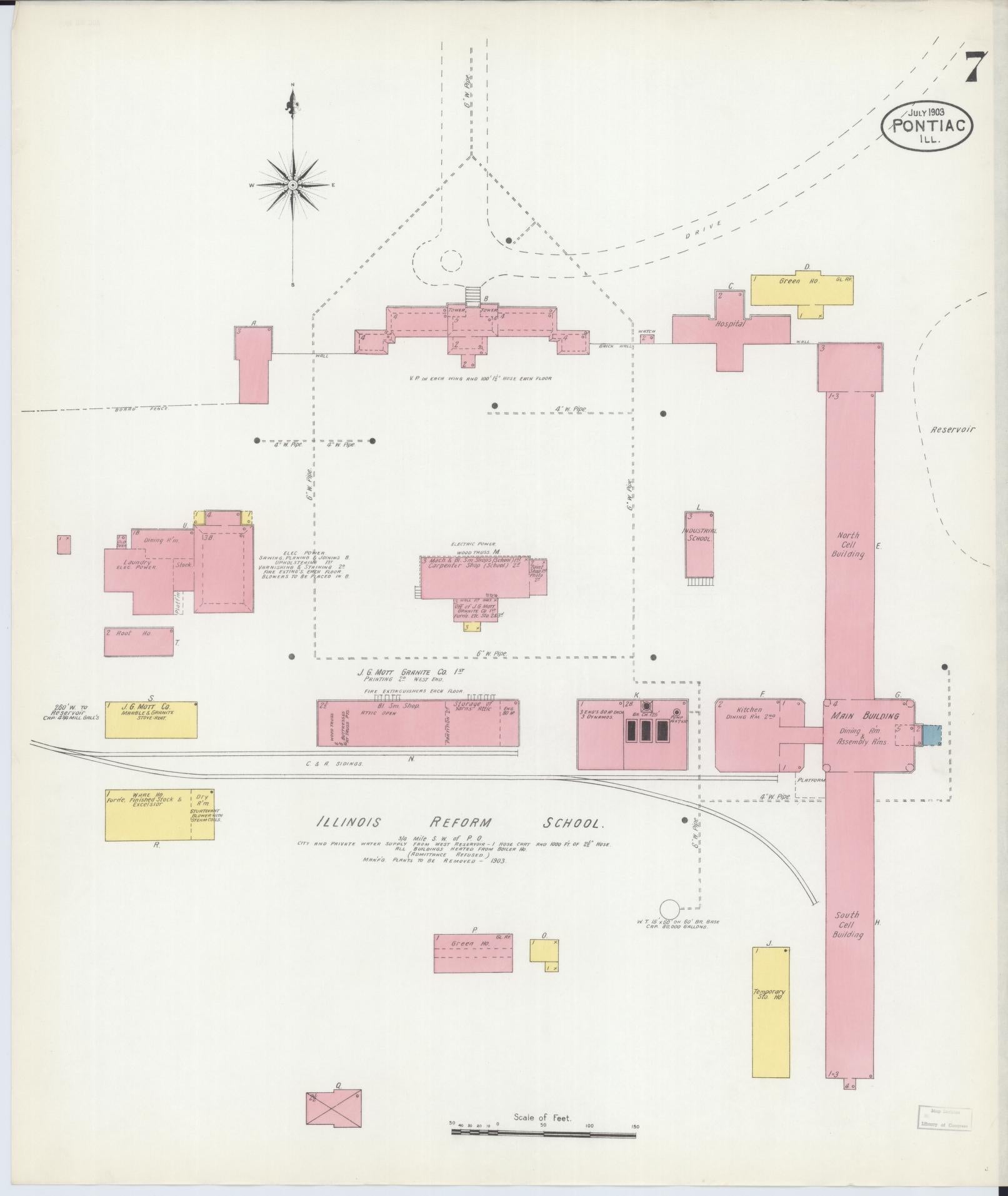 Sanborn Fire Insurance Map from Pontiac, Livingston County, Illinois (1903), Sheet #0007 - Complete Map Set gallery image, historic Sanborn map, vintage wall art, Illinois Illinois