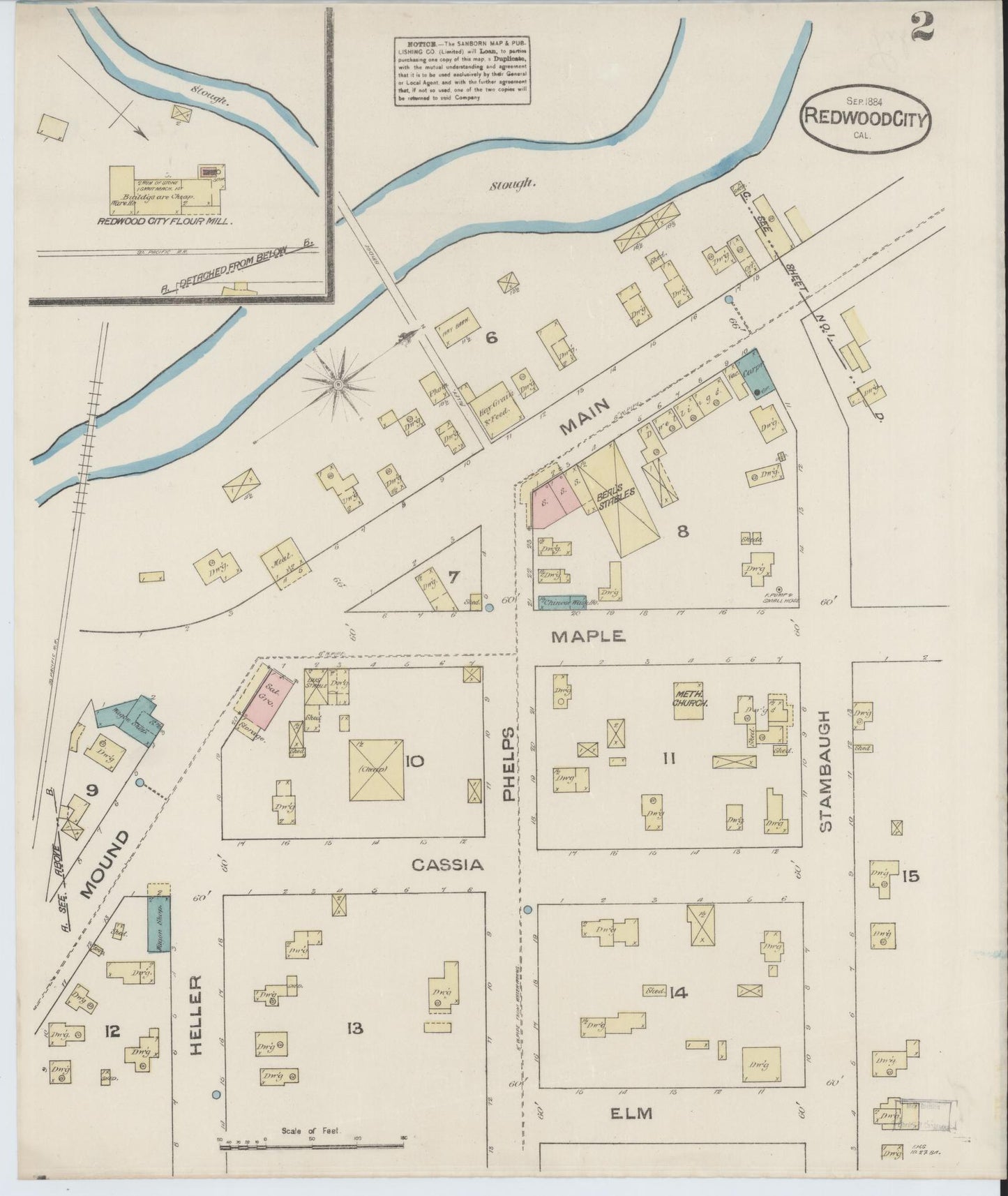 Sanborn Fire Insurance Map from Redwood City, San Mateo County, California (1884), Sheet #0002 - Complete Map Set gallery image, historic Sanborn map, vintage wall art, California California