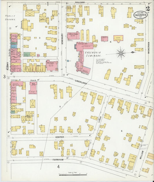 Sanborn Fire Insurance Map from Cazenovia, Madison County, New York (1900), Sheet #0002 - Historic Sanborn Fire Insurance Map Print, vintage old map wall art, antique decor, genealogy gift, New York New York map