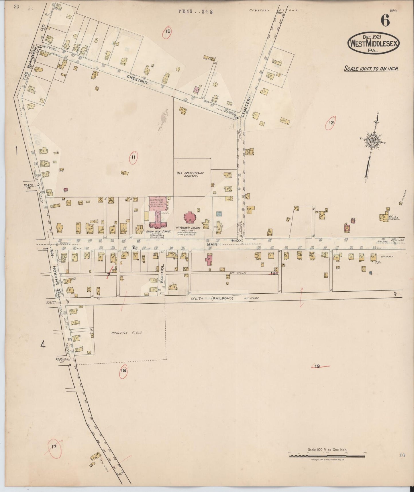 Sanborn Fire Insurance Map from West Middlesex, Mercer County, Pennsylvania (1937), Sheet #0006 - Historic Sanborn Fire Insurance Map Print, vintage old map wall art, antique decor, genealogy gift, Pennsylvania Pennsylvania map