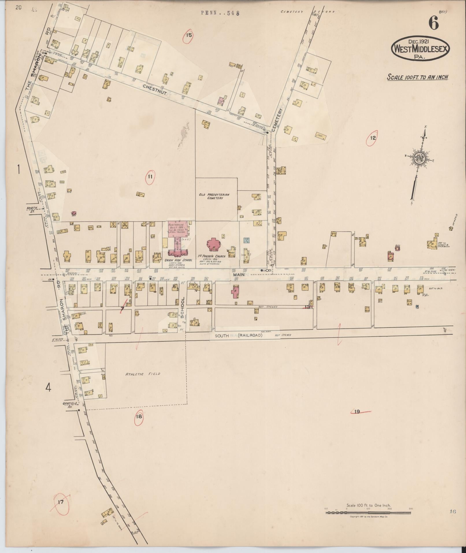 Sanborn Fire Insurance Map from West Middlesex, Mercer County, Pennsylvania (1937), Sheet #0006 - Historic Sanborn Fire Insurance Map Print, vintage old map wall art, antique decor, genealogy gift, Pennsylvania Pennsylvania map