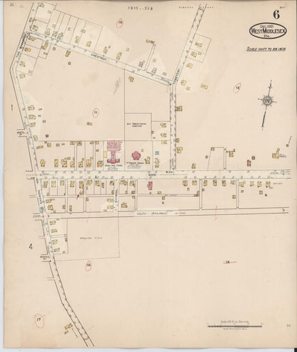Sanborn Fire Insurance Map from West Middlesex, Mercer County, Pennsylvania (1937), Sheet #0006 - Historic Sanborn Fire Insurance Map Print, vintage old map wall art, antique decor, genealogy gift, Pennsylvania Pennsylvania map
