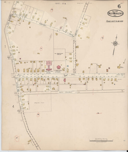 Sanborn Fire Insurance Map from West Middlesex, Mercer County, Pennsylvania (1937), Sheet #0006 - Historic Sanborn Fire Insurance Map Print, vintage old map wall art, antique decor, genealogy gift, Pennsylvania Pennsylvania map