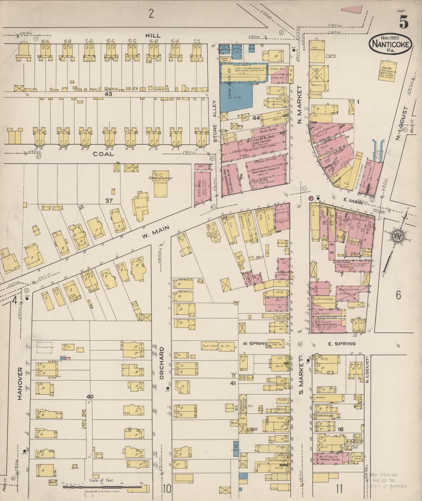 Sanborn Fire Insurance Map from Nanticoke, Luzerne County, Pennsylvania (1920), Sheet #0005 - Historic Sanborn Fire Insurance Map Print, vintage old map wall art, antique decor, genealogy gift, Pennsylvania Pennsylvania map