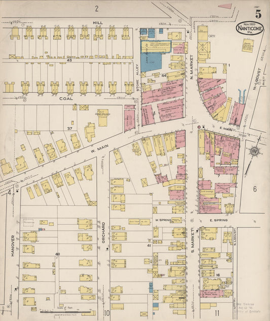Sanborn Fire Insurance Map from Nanticoke, Luzerne County, Pennsylvania (1920), Sheet #0005 - Historic Sanborn Fire Insurance Map Print, vintage old map wall art, antique decor, genealogy gift, Pennsylvania Pennsylvania map