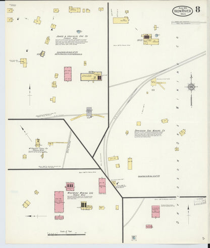 Sanborn Fire Insurance Map from Iron River, Iron County, Michigan (1913), Sheet #0008 - Complete Map Set gallery image, historic Sanborn map, vintage wall art, Michigan Michigan
