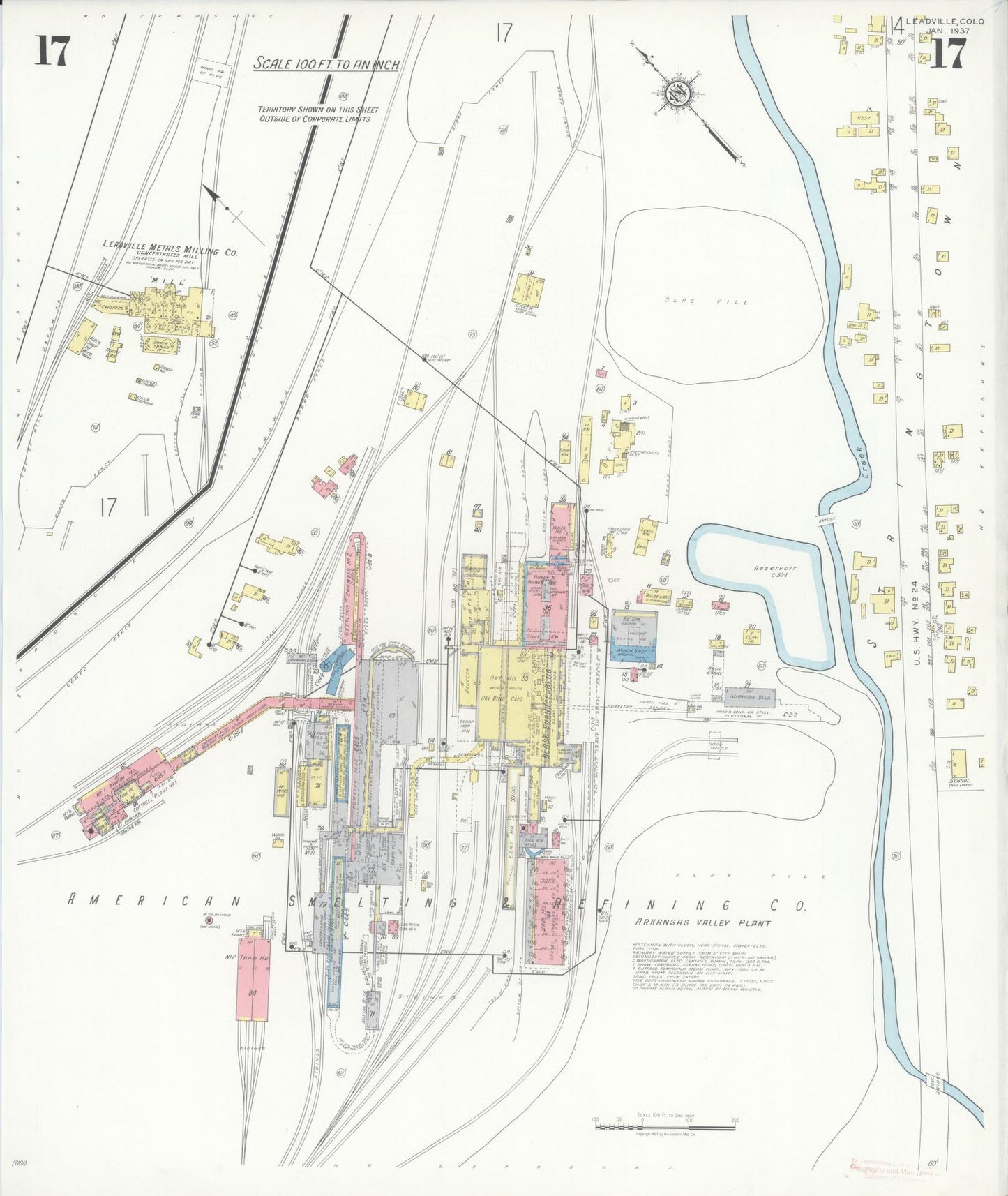 Sanborn Fire Insurance Map from Leadville, Lake County, Colorado (1937), Sheet #0017 - Historic Sanborn Fire Insurance Map Print, vintage old map wall art, antique decor, genealogy gift, Colorado Colorado map