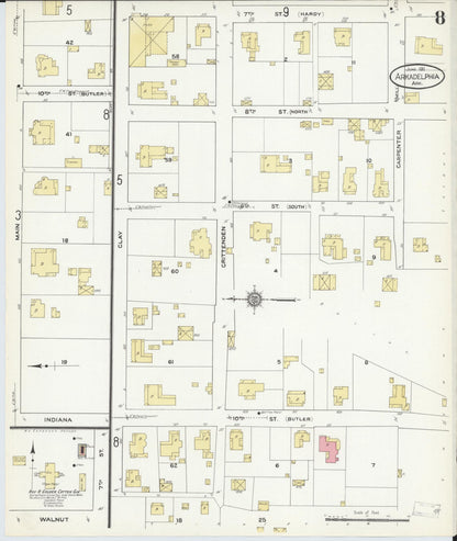 Sanborn Fire Insurance Map from Arkadelphia, Clark County, Arkansas (1911), Sheet #0008 - Complete Map Set gallery image, historic Sanborn map, vintage wall art, Arkansas Arkansas