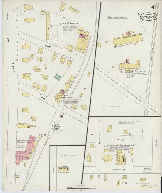 Sanborn Fire Insurance Map from Horseheads, Chemung County, New York (1897), Sheet #0004 - Historic Sanborn Fire Insurance Map Print, vintage old map wall art, antique decor, genealogy gift, New York New York map