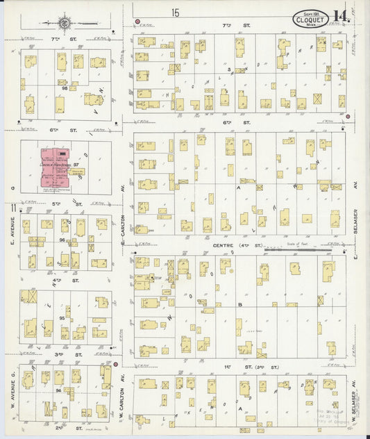 Sanborn Fire Insurance Map from Cloquet, Carlton County, Minnesota (1911), Sheet #0014 - Historic Sanborn Fire Insurance Map Print, vintage old map wall art, antique decor, genealogy gift, Minnesota Minnesota map