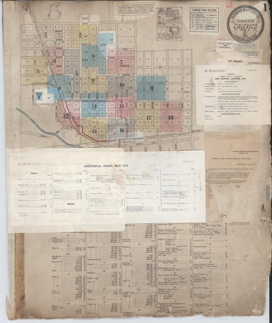 Sanborn Fire Insurance Map from Calexico, Imperial County, California (1956), Sheet #0001 - Historic Sanborn Fire Insurance Map Print, vintage old map wall art, antique decor, genealogy gift, California California map